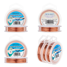 BENECREAT 3 Rolls 3 Style Bare Round Copper Craft Wire, Raw(Unplated), 1roll/style