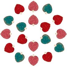 NBEADS 18 Pcs Resin Heart Charms, Druzy Love Heart Pendants, Mini Heart Charms Pendants for Necklace Bracelet Valentine's Day Jewelry Making Findings