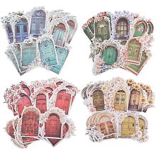 OLYCRAFT 160Pcs 4 Styles Aesthetic Scrapbook Stickers Garden Door Self Adhesive Decorative Stickers Vintage Garden Door Journaling Scrapbooking Stickers for DIY Album Background Paper Diary Decoration