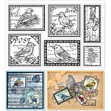 GLOBLELAND Vintage Birds Stamp Silicone Clear Stamp Flower Transparent Silicone Animal Stamp Rubber Stamp for Scrapbook Journal Card Making 4.3 x 6.3 Inch