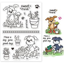 GLOBLELAND Animals Silicone Clear Stamps Gardening Dog Transparent Stamps for Mother's Day Birthday Valentine's Day Cards Making DIY Scrapbooking Photo Album Decoration Paper Craft