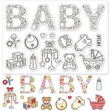 GLOBLELAND Baby Silicone Clear Stamps Baby Toy Transparent Stamps for Birthday Easter Holiday Cards Making DIY Scrapbooking Photo Album Decoration Paper Craft