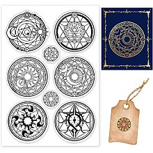 BENECREAT Magic Summoning Circle Clear Stamps, Round Compass Transparent Silicone Stamps for Card Making Decoration and DIY Scrapbooking Album, 6.3x4.3Inch