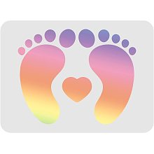 FINGERINSPIRE Footprint Stencil Template 11.6x8.3 inch Plastic Baby Shower Footprint Pattern Drawing Painting Stencils Rectangle Reusable Stencils for Painting on Wood, Floor, Wall and Tile