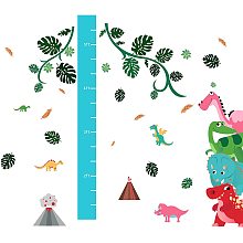 Arricraft 3 Sheets/Set Height Growth Chart Wall Sticker Dinosaur Green Plant Volcano Self-Adhesive Cartoon Kids Height Wall Sticker for Baby Room Nursery Bedroom Living Room Decor 35.4x15.35in