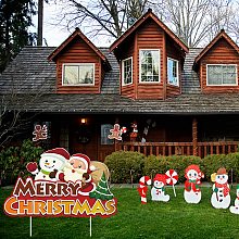 FINGERINSPIRE Merry Christmas Yard Signs Christmas Outdoor Indoor Yard Signs Decorations -Xmas Holiday Winter Wonderland Yard Sign Outdoor Lawn Yard Decorations(14.1x8.6inch)