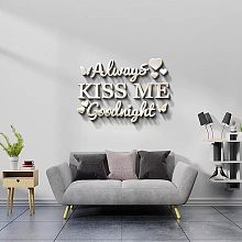 GLOBLELAND Good Night Acrylic Wall Stickers Kiss Me Mirror Decor Stickers DIY Wall Decals for Living Room Bedroom Bathroom Office Kitchen Motivational Letter Wall Decor