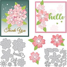 BENECREAT 2pcs Cherry Blossom Dies, Spring Stencils with Text "Thank You" Metal Carbon Steel Cutting Dies for DIY Scrapbooking Photo Album Decorative Embossing Paper Card