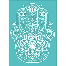 OLYCRAFT 2pcs Silk Screen Stencils Hamsa Hand Pattern Self-Adhesive Stencils Reusable Silk Screen Printing Stencil for Painting on Wood Making DIY Decoration - 5.5x7.7inch