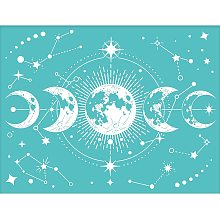 OLYCRAFT 2pcs 11x8.6 Inch Self-Adhesive Silk Screen Printing Stencil Moon Phase Pattern Mesh Transfers Cutting Stencils Reusable Washable Stencils for Printing on Wood T-Shirts