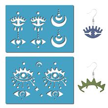 GORGECRAFT Acrylic Earring Handwork Template, Card Leather Cutting Stencils, Deep Sky Blue, Evil Eye Pattern, 130x90x2mm, 2pcs/set