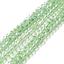 Transparent Electroplate Glass Beads Strands, AB Color Plated, Faceted Bicone, Light Green, 4.5x4mm, Hole: 0.7mm, about 88~92pcs/strand, 135.04~140.55''(343~357cm)