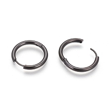 Honeyhandy 304 Stainless Steel Hoop Earrings, Manual Polishing Huggie Earrings, Gunmetal, 10 Gauge, 19x2.5mm, Pin: 0.9mm(0.1mm), Inner Diameter: 14mm