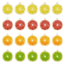 DICOSMETIC 40Pcs 4 Colors Grapefruit Slice Charms Colorful Orange Lemon Charms Cute Fruit Dangle Pendants Light Gold Alloy Enamel Pendants for Jewelry Crafts Making, Hole: 2mm