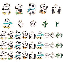 PandaHall Elite 40Pcs Enamel Panda Charms, Bamboo Dangle Pendants 10 Styles Cute Animal Decorative Pendants for Jewelry Making Earring Necklace Bracelet Keychain Bag Decor