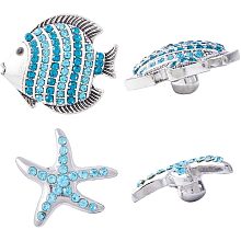 GORGECRAFT 8Pcs Rhinestone Snap Buttons Fish & Starfish Alloy Sew On Rhinestones Button Crystal Applique Embellishments in Clothes DIY Jewelry Decoration for Crafts Wedding Party Bouquet