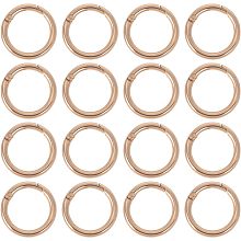 SUNNYCLUE 1 Box 16Pcs Spring Gate Rings Gold Spring O Rings Spring Key Rings Bulk Trigger Spring O Ring Spring Buckle Clip Snap Clasps Round Carabiner for Jewelry Making Keyrings Bags Purses DIY Craft