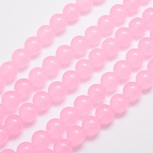 Honeyhandy Natural & Dyed Malaysia Jade Bead Strands, Round, Pink, 10mm, Hole: 1.0mm, about 38pcs/strand, 15 inch