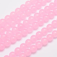 Honeyhandy Natural & Dyed Malaysia Jade Bead Strands, Round, Pink, 8mm, Hole: 1.0mm, about 48pcs/strand, 15 inch