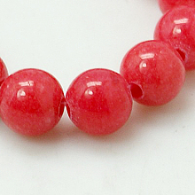 Honeyhandy Natural Mashan Jade Round Beads Strands, Dyed, Crimson, 10mm, Hole: 1mm, about 41pcs/strand, 15.7 inch