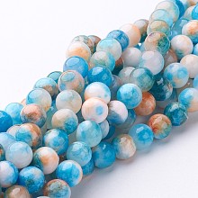 Honeyhandy Natural Persian Jade Beads Strands, Dyed, Round, Light Sky Blue, 6mm, Hole: 1mm, about 62pcs/strand, 16 inch