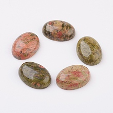 Honeyhandy Natural Unakite Flat Back Cabochons, Oval, 18x13mm