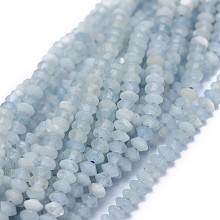 Honeyhandy Natural Aquamarine Beads Strands, Faceted, Rondelle, 2.5~3.5x1.5mm, Hole: 0.6mm, about 90pcs/strand, 15.35(39cm)