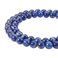 PandaHall Elite 8mm Natural Lapis Lazuli Bead Strands Grade A Round Loose Beads Approxi 16 inch 48pcs 1 Strand for Jewelry Making