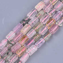 Honeyhandy Natural Mixed Quartz Beads Strands, Faceted, Column, 9.5~11x6.5~8x7~8mm, Hole: 0.8mm, about 15~17pcs/strand, 7.28~7.48 inch