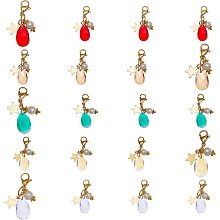 SUNNYCLUE 1 Box 20Pcs 5 Colors Teardrop Glass Charm Colorful Faceted Crystal Water Drop Pendants Round Pearl Beads Star Lobster Claw Clasps for Jewelry Making Charms Bracelets Earrings Keychains