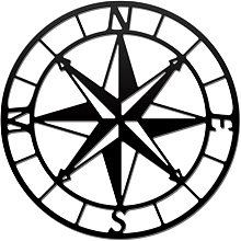 Arricraft Metal Wall Art Home Decor Compass Wall Hanging Plaques Ornaments Iron Wall Art Sculpture Sign for Home Living Room Bedroom Office Decoration Black 11.8x11.8in