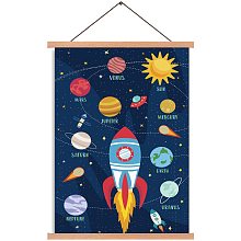 ARRICRAFT Poster Hanger Cartoon Rocket Planet Magnetic Wooden Poster Hangers Poster with Hanger Canvas Wall Art for Walls Pictures Prints Maps Scrolls and Canvas Artwork 17.3x11in