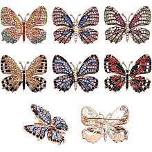 CHGCRAFT 6Pcs 6 Colors Butterfly Brooch Pin Set Rhinestone Butterfly Brooch Pins Badge Multicolor Butterfly Pin for Scarf Shirts Dresses Bridal Suit, 35x44.5x4.5mm