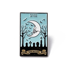 Honeyhandy The Moon Tarot Card Enamel Pin, Gunmetal Brass Brooch for Backpack Clothes, Sky Blue, 30x19x2mm, Pin: 1.2mm.