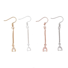 Honeyhandy 12Pairs 4 Colors Brass Real 18K Gold & Rose Gold & Platinum & Silver Plated Earring Hooks, Mixed Color, 45mm, Pin: 0.5mm, 3pair/color