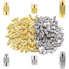 SUNNYCLUE 1 Box 100 Sets 2 Colors Brass Screw Twist Clasps 12 x 4 mm Cord End Caps Column Barrel Screw Clasps Tube Fastener for DIY Jewelry Making Bracelet Necklace Crafts Supplies