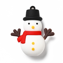 Honeyhandy Christmas PVC Plastic Big Pendants, Snowman, White, 54x46.5x19mm, Hole: 3mm