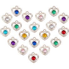 CHGCRAFT 100Pcs Heart Charms with Acrylic Rhinestone Heart Crystal Charms for DIY Jewelry Making