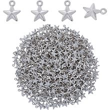 SUPERFINDINGS 400Pcs Platinum Star Charms Pendants Plating Star Plastic Charms 16.5x13.5mm Pentagram Charms for DIY Jewelry Bracelets Necklace Making