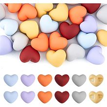 SUPERFINDINGS 48Pcs 6 Colors Heart Acrylic Beads 24x24mm Transparent Pastel Beads Candy Cute Colorful Kawaii Charm Big Bead for Bracelet Phone Lanyard Wrist Strap DIY Craft Jewelry Necklace Making