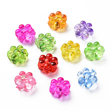 Honeyhandy Transparent Acrylic Beads, Flower, Mixed Color, 12x11.5x7mm, Hole: 3mm, about 980pcs/500g