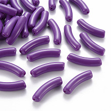 Honeyhandy Opaque Acrylic Beads, Curved Tube, Dark Violet, 32x9.5x8mm, Hole: 1.8mm, about 330pcs/500g