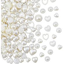 460pcs ABS Plastic Imitation Pearls Cabochons Heart Beige Creamy-White Pearls 3D Half Round Art Decorations Love Nail Charms for Beautiful Nail Art DIY Crafts Accessories