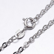 Honeyhandy 925 Sterling Silver Cable Chains Necklaces, with Spring Ring Clasps, Platinum, 16 inch, 1.2mm