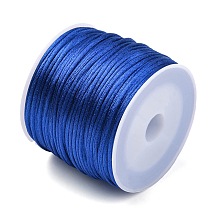 Honeyhandy 30M Nylon Rattail Satin Cord, Beading String, for Chinese Knotting, Jewelry Making, Blue, 1mm, about 32.81 Yards(30m)/Roll