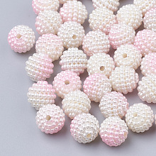 Honeyhandy Imitation Pearl Acrylic Beads, Berry Beads, Combined Beads, Rainbow Gradient Mermaid Pearl Beads, Round, Pearl Pink, 10mm, Hole: 1mm, about 200pcs/bag