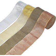 ARRICRAFT 32 Yards 4 Colors Glitter Organza Ribbons, 1.5" Glitter Trimmings Ribbons Fabric Shimmer Ribbons with Glitter Powder for Gift Wrapping Arts Crafts and Party Wedding Accessories