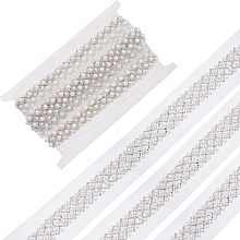 CHGCRAFT 2 Yard 2 Inch Pearl Beads Decorative Tape Lace Edge Trim Ribbon Vintage Style Trimmings Fabric Embroidered Applique Sewing Craft Bridal Belt Dress Wedding Engagement Anniversary