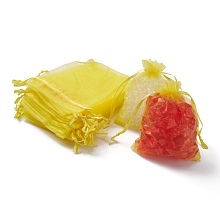 Honeyhandy Organza Gift Bags with Drawstring, Jewelry Pouches, Wedding Party Christmas Favor Gift Bags, Yellow, 12x9cm