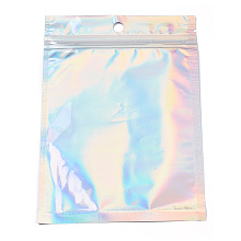 Honeyhandy Rectangle Zip Lock Plastic Laser Bags, Resealable Bags, Clear, 16x11cm, Hole: 8mm, Unilateral Thickness: 2.3 Mil(0.06mm)